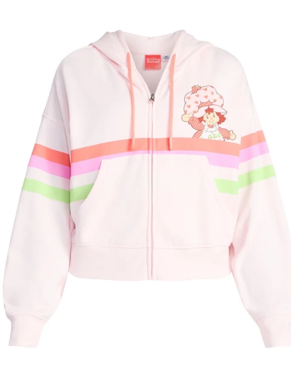 Kids Pink Strawberry Character Zip-Up Hoodie Jacket